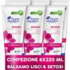 Head & Shoulders Balsamo Antiforfora per Cute, Capelli Secchi, Lisci e Setosi, Profondamente Idratante, Con Microbioma Bilanciato, Dermatologicamente Testato, 220ml x6