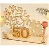 ARTREE Regalo in denaro in legno per 50 anni di matrimonio - Nozze d'oro decorazione in legno con albero a cuore e LED - Idea regalo per il 50° anniversario di matrimonio