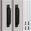 Songella Maniglia per Porta Scorrevole con Piastra Posteriore Maniglie per Porte Della Stalla per Armadio Cucina Garage 180mm 2pz Nero