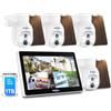 Hiseeu 【100% Senza Fili+PTZ】Hiseeu Kit Videosorveglianza WiFi Solare Esterno con 10 Monitor, 10CH NVR 4X4MP Telecamera WiFi Esterno Solare, Visione Notturna a Colori, Rilevamento PIR Suono Allarme Remoto
