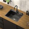 ML DESIGN modern living ML-Design Lavello da Cucina 1 Vasca 55 x 45 cm Lavabo da Incasso in Acciaio Inossidabile Antracite Antiruggine con Dispenser per Sapone Lavandino con Strato Anti Condensazione Design Moderno