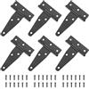 Jesustree 6 Pezzi Cerniera a T Nera Resistenti Cerniera Porta Esterna per Cancello, 75 mm, Zincate, con Vite di Montaggio, per Porte, Finestre, Casette da Giardino, Fienili