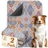 Gimars 50 x 60 cm, 2 Pezzi, Design Boho e Finitura Resistente, Traversine Lavabili per Cani, Tappetino Riutilizzabile per Addestramento Cuccioli, Assorbente, Antiscivolo e a Prova di Perdite