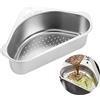trabag 304 Lavello in acciaio inox - Scaffale triangolare per lavello - Cestello filtro per lavandino - Organizer multifunzione per rifiuti alimentari e lavaggio frutta o verdura (argento)