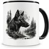 Samunshi Tazza con scritta Malinois im Wald Tazza da tè per i fan dei cani, tazza da caffè divertente per compleanno per padroni e donne