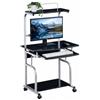 Techly 307261 Scrivania Mobile per PC Stampante con Tastiera Estraibile Nero Lucido Nero