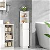 HEXCELEN Mobile da Bagno, Mobile Angolare, Armadio da Gabinetto con 1 Porte, Ripiano Regolabile, 1 Cassetto e 2 Scomparti Aperti, 20 x 20 x 98 cm, Bianco