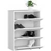 BDW Scarpiera a 4 ante con 4 ripiani profondi, ideale per corridoio, soggiorno e camera da letto, scarpiera con 4 ripiani e ante a battente. Dimensioni: 60 x 80 x 33 cm (bianco)
