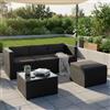 Juskys Lounge in polyrattan Punta Cana M resistente alle intemperie con divano 3 posti, sgabello, tavolo e cuscini per 3-4 persone - lounge da giardino Set di mobili da giardino nero/grigio