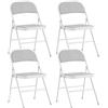HOMCOM Set di 4 sedie pieghevoli sedie da sala da pranzo portatili sedia pieghevole per interni con seduta imbottita in velluto a coste e telaio in acciaio dim. 45 x 46 x 78 cm, bianco