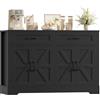 HOCSOK Credenza Cucina, 120 cm Madia Dispensa Cucina con 2 Cassetti 4 Ante, Credenza Soggiorno per Sala da Pranzo, Ingresso, 120×87×40 cm