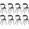 DEYARNA HOME Set di 8 Sedie da Pranzo in Plastica con Gambe in Metallo, Sedie Laterali Senza Braccioli per Sala da Pranzo, Cucina, Sala di Ricevimento, Soggiorno (Nero/Gambe Nere)