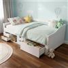 Juskys Letto per bambini 90x200 con cassetti e rete a doghe - letto in legno massiccio di pino con contenitore - letto singolo per bambina e bambino - bianco