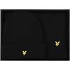 Lyle & Scott Set invernale berretto sciarpa a coste a trecce uomo - Nero intenso