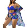 Generico 2024 Nuovo Costume da Bagno Bikini Coprente a Tre Pezzi Sexy Europeo e Americano per Le Donne (Blue, XL)
