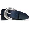 almela - Cintura Donna Vera Pelle Larghezza 4cm 40mm Cuoio Cinta donna - Vecchia Fibbia in Argento - Woman leather belt - Blu Navy, 85