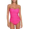 RELLECIGA - Costume da bagno da donna, senza spalline per il controllo della pancia, da donna, con increspature e imbottite., Rosa fosforescente., M
