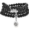 oasymala Bracciale Mala da 6 mm con 108 perline, collana Yoga Zen con ciondolo Buddha e loto per la preghiera (Lava)