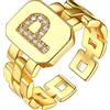 Bestyle Anelli Lettera P Anello Iniziale Donna Anello con Iniziale Oro Regolabile con Confezione Regalo