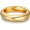 MTINEAPS Braccialetto rigido dorato per donne e adolescenti, alla moda, grosso, regolabile, gioiello regalo, 7, Placcato oro, Non pietra preziosa