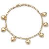Bling Jewelry Ciondoli A Pendente A Cuore Multiplo Per Cavigliera Con Catena Figaro, Braccialetto Da Caviglia Per Donne Adolescenti Fidanzate Placcato In Oro 18K In Ottone Regolabile Da 9 A 9,5 Pollici Con Prolunga