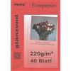 Pripa, 40 fogli DIN A4 di carta fotografica 220g/m², lucida fronte/retro, ad asciugatura rapida, resistente all'acqua, bianco brillante, colori brillanti, per stampanti a getto d'inchiostro