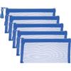 PATIKIL Borse di File A6, 5Pz Sacchetti Portadocumenti con Cerniera, Tasca Portaoggetti Zip in Plastica per Organizzare Documenti, Perline, Ufficio, Forniture Casa, 10x20cm, Blu