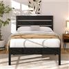 VECELO Struttura letto 90 x 200 cm, letto in metallo con testa in legno spessa e rete a doghe, letto matrimoniale con spazio sotto il letto, perfetto per camera da letto, colore nero