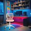 FurnitureR Compact Gaming Chair, Hollow PP Backrest, Adjustable Height, Ergonomic Swivel Sponge Seat, 5-Wheel Iron Base, for Teens & Kids Drawing, Gaming, Classroom, Pink, 38,5 x 40 x 87 cm