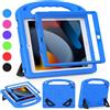 GOZOPO Custodia Bambini per iPad 9/8/7 Generazione, Custodia iPad 10,2 Pollici 2021/2020/2019, Con Pellicola Protettiva Integrata (Blu)