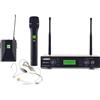 AUDIODESIGN PRO PMU 2212HBP Set centralina con microfono a gelato e microfono ad archetto UHF, kit radiomicrofono palmare professionale, microfono wireless con body pack