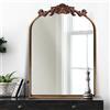 OUSHUAI Specchio da parete in stile barocco tradizionale vintage, in ottone dorato, specchio vittoriano in bronzo antico ad arco per bagno/soggiorno/corridoio/camino, 48 x 68 cm