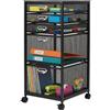 Relaxdays cassettiera da scrivania su rotelle, 5 cassetti, Design a Rete, HxLxP: 59 x 27,5 x 35 cm, Nero
