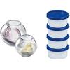 Westmark Set da 6 Pezzi con 2 Ciotole Sferiche Salva-Freschezza ø 7cm / ø 9cm + 4 Contenitori per Erbe Aromatiche da 100 ml Ciascuno, Impilabili, Plastica, Senza BPA, Blu/Trasparente, 257222E6