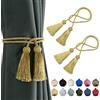 BEL AVENIR Confezione da 2 fermatende decorativi fatti a mano, con nappa, colore: oro