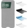 Zuvo Tappetino da bagno antiscivolo con anti muffa e potente qualità di aspirazione, extra lungo, 100 x 40 cm, grigio trasparente, lavabile, antiscivolo, per vasca da bagno interno, ideale per vasche da