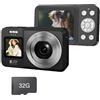 KEXIAO 4K UHD 64MP Fotocamera Digitale Doppio Schermo 18X Macchina Fotografica Portatile per Studenti Viaggio Vloggings