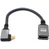 System-S Cavo HDMI 20 cm 4K UHD 60 Hz Micro maschio a femmina standard angolo intrecciato