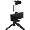 MuchLuckystar Kit vlog per smartphone, treppiede con mini microfono e luce di riempimento a LED per lampada da riunione SLR, set fotografico da scrivania, per registrazione video in streaming live