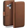 moex Custodia a Portafoglio per Samsung Galaxy S3 Mini, Custodia per Cellulare con Tasca per schede e Carte Credito, Protezione a 360°, in Pelle vegana, Umber-Brown