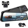 Hodozzy Dash Cam Specchietto Retrovisore, Touchscreen LCD IPS 9,66 Pollici Specchio Retrovisore Auto HDR Anteriore e Posteriore Videocamera 1080P, Visione Notturna, Parcheggio, DVR Registrazione Loop Dashcam