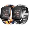 Hatolove Cinturino per Fitbit Versa 2, Elegante e Confortevole Elastico Traspirante Nylon con Fibbia Regolabile in Acciaio Inox