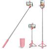 XIHAMA Bastone per selfie con treppiede, supporto per telefono portatile e telecomando senza fili, compatibile con iPhone, Samsung, Xiaomi e smartphone Android (rosa con luce a LED)