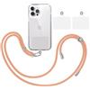 TBOC Pack: Cordino Catenella Laccio Strap Porta Cover [Arancio Chiaro] + 2 toppe di fissaggio aggiuntive Telefono Cellulare Collo - Tracolla Catenina cordini Cellulari Telefoni Universale Laccetti