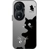 YUXING Cover per Honor 90 Smart/Honor X7b Custodia Cellulare Sottile Antiurto con Fiore Animale Doodle Disegno Modello Arte Nero Bumper Slim Case, Cat