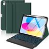 MoKo Custodia con Tastiera Multi-touch per iPad (A16) 11a Gen 11 Pollici 2025, Custodia per iPad 10a Gen 10,9 con Portapenne, Tastiera Bluetooth Staccabile Retroilluminata a 7 Colori, Verde notte