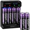 Pallus 8 batterie ricaricabili al litio AA, 3000 mWh AA al litio ad alta capacità, nessun effetto memoria, bassa autoscarica, tempo di ciclo fino a 1600 +