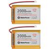 YELUFT 2 batterie ricaricabili ai polimeri di litio da 3,7 V, 2000 mAh, 1S 1C, con scheda di protezione e connettore Micro JST 1.25, per scheda di sviluppo ESP32