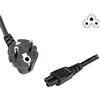 CHLOLMY Cavo di alimentazione PC Tripolare CEE7 Schuko a IEC 320 C5, 3Pin AC Cavo di Trifoglio, 10A-16A 250V per caricabatterie per computer portatili, scanner e stampanti