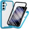 RonRun Cover Samsung Galaxy S24 FE, Antiurto 360 Gradi Full Case con Protezione per Schermo Incorporata, Trasparente Rugged TPU Bumper Doppia Protettiva Case Azzurro
